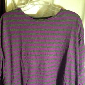 Purple & Heather Gray Striped top,long sleeves